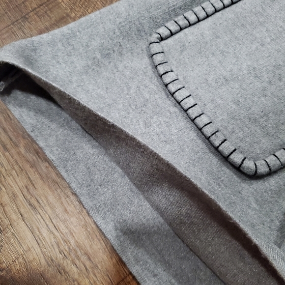 Magaschoni Gray Duster Open Front Cardigan Coatigan Pocket Preppy Work Neutral S - Picture 7 of 8